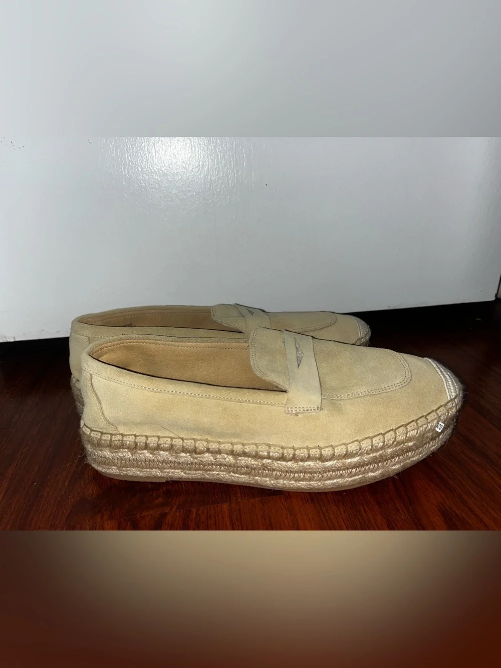 Talbots Beige Suede Espadrille Loafer Platform Flats 9.5